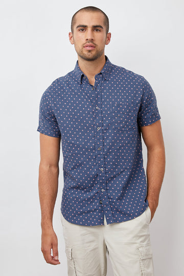 CARSON SHIRT - INDIGO SUMMER CALICO - FRONT BODY