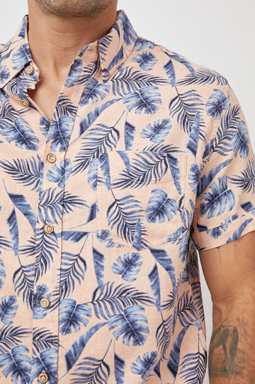 CARSON VISTA DEL MAR PEACH SHORT SLEEVE BUTTON DOWN-DETAIL