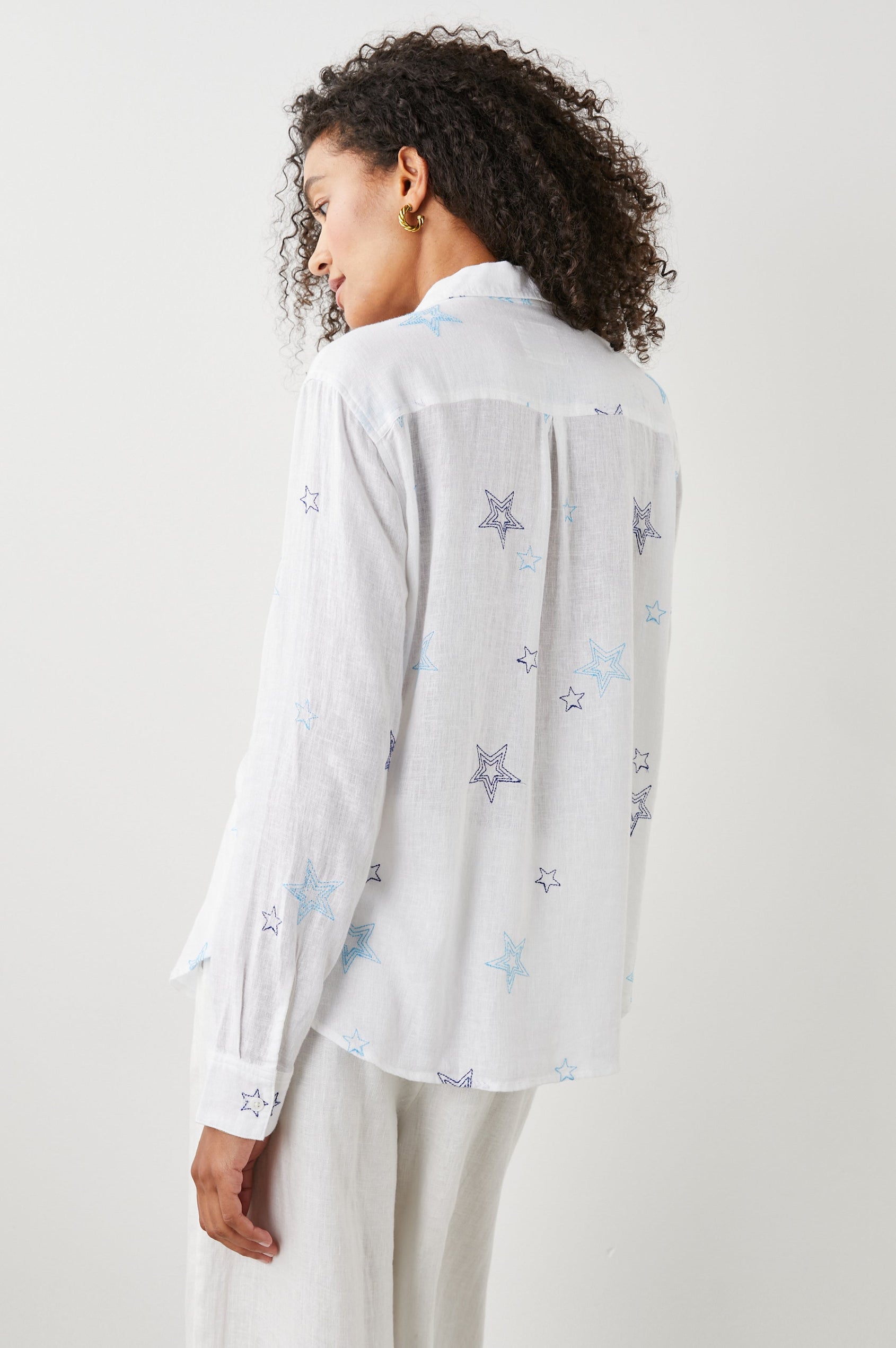 CHARLI SHIRT NAVY STITCHED STARS - BACK
