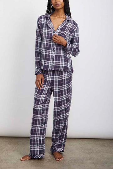 CLARA_INDIGO PEONY WHITE PAJAMAS- FRONT FULL BODY