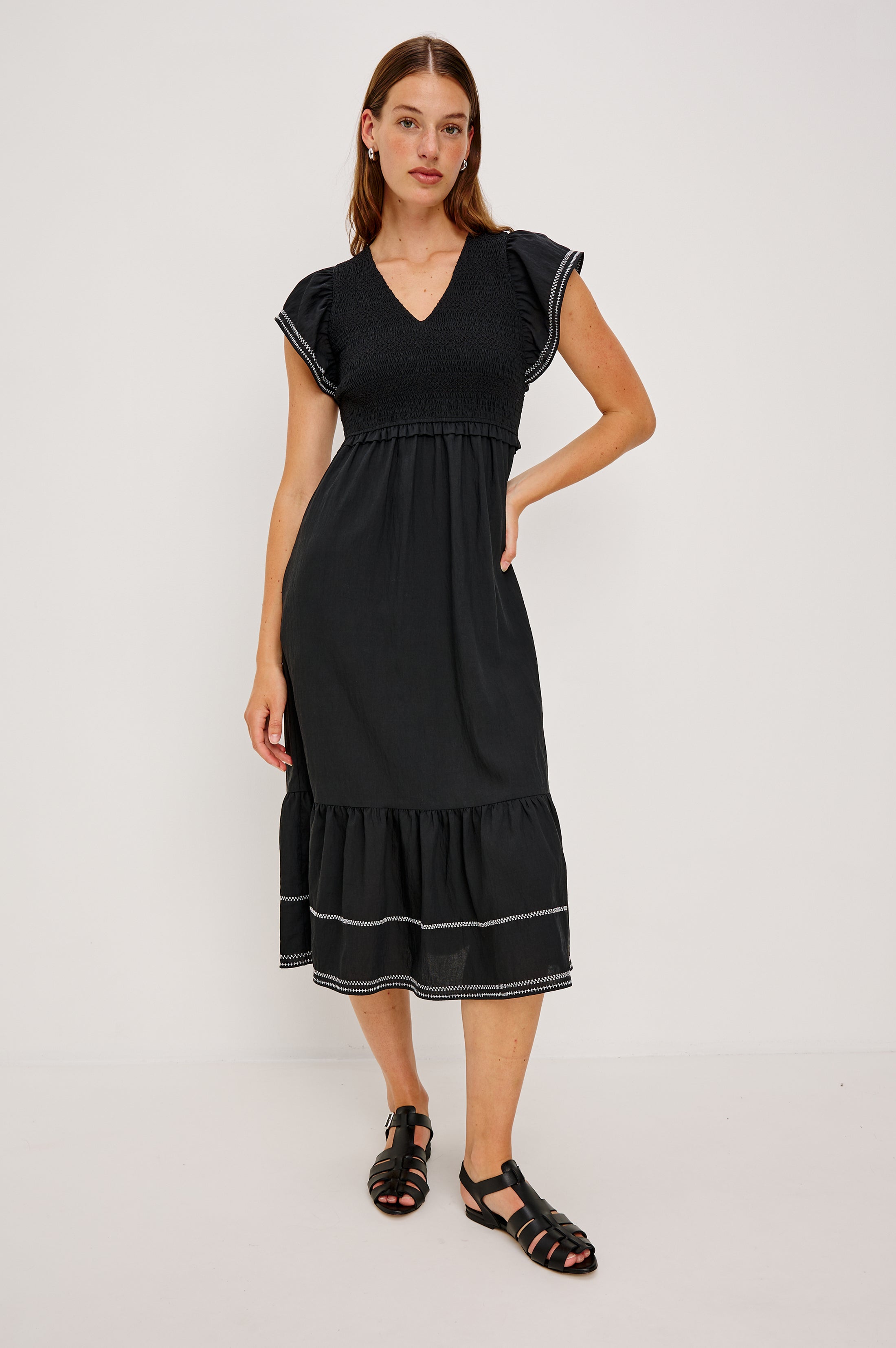 CLEMENTINE DRESS - BLACK EYELET – Rails EU