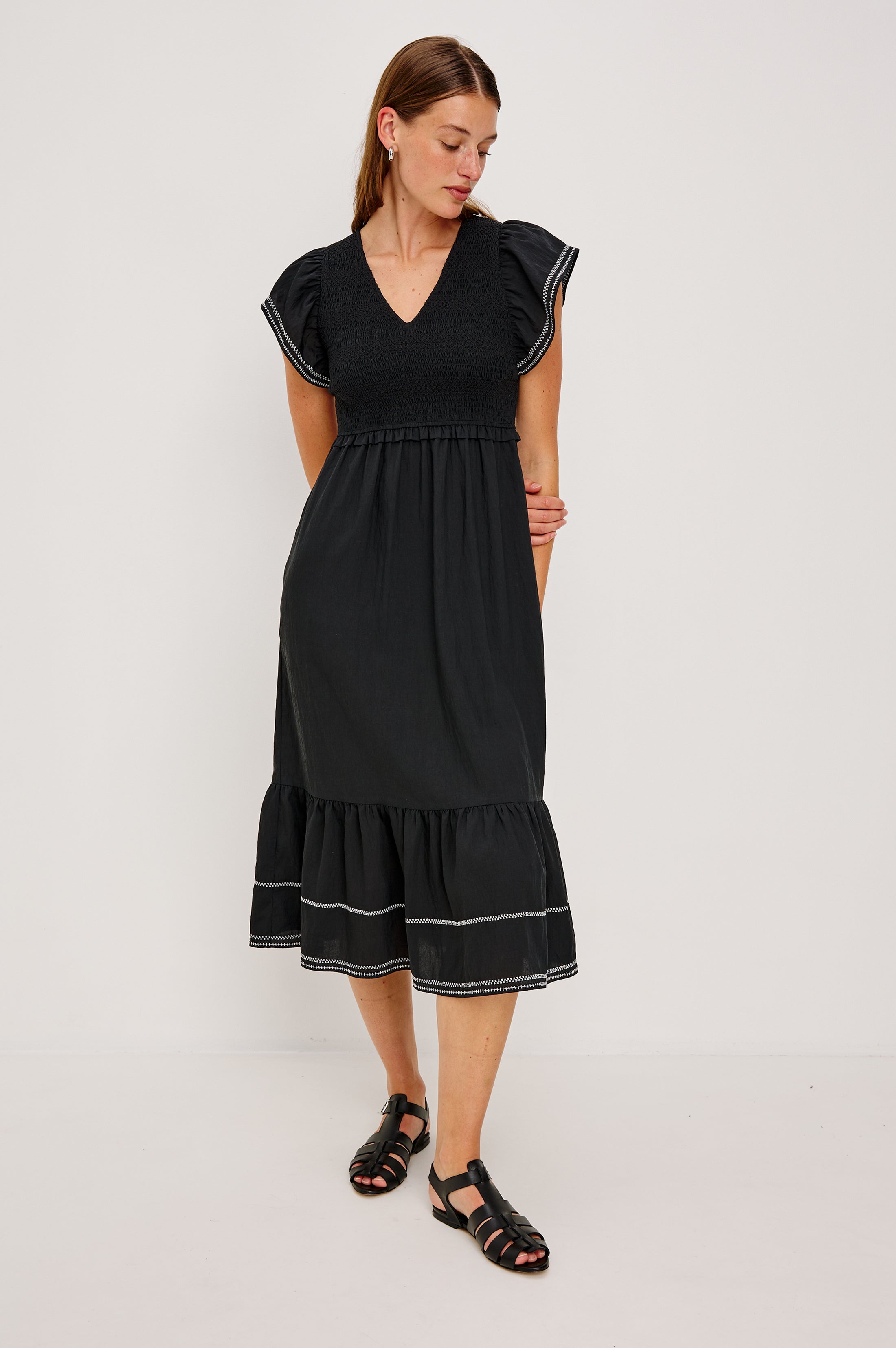 CLEMENTINE DRESS - BLACK EYELET – Rails EU