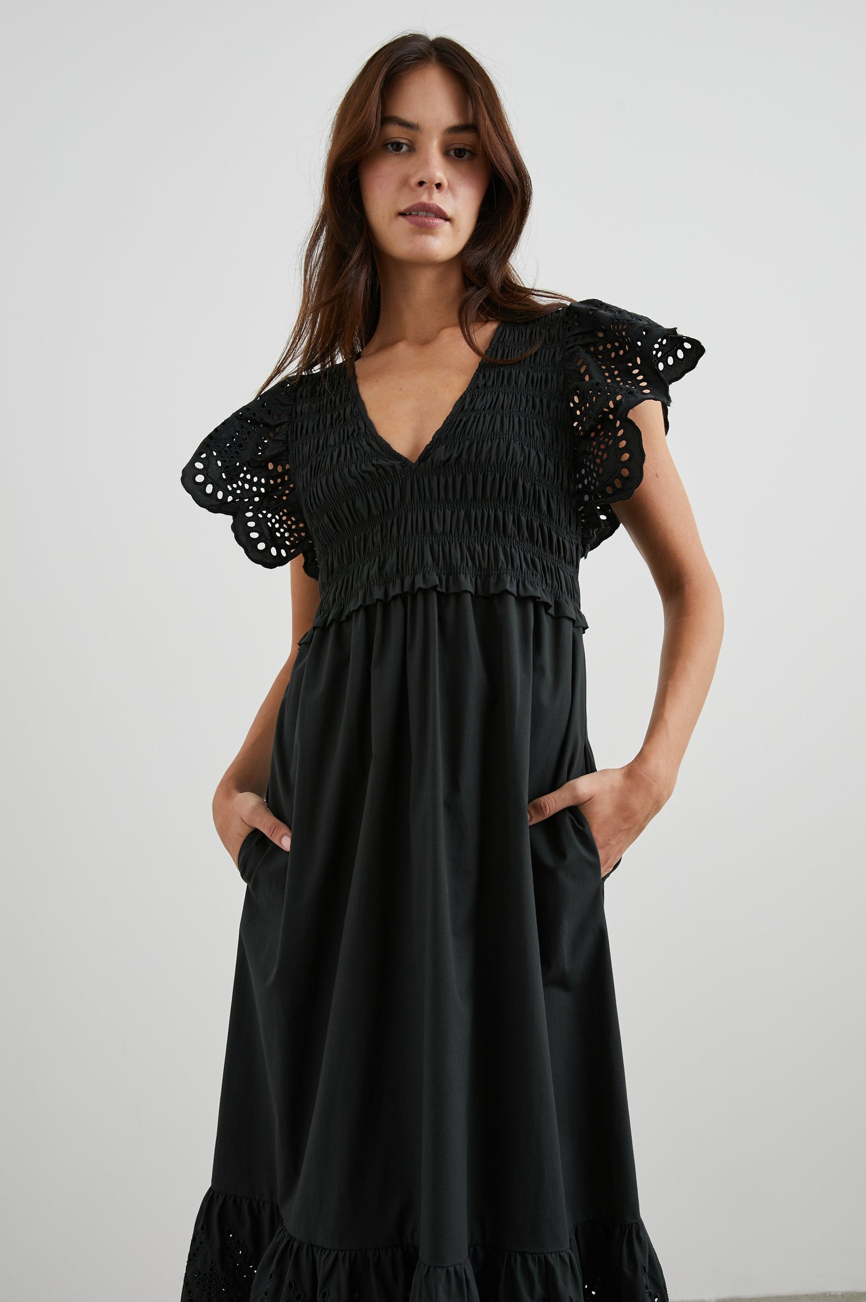 CLEMENTINE DRESS - BLACK EYELET – Rails EU