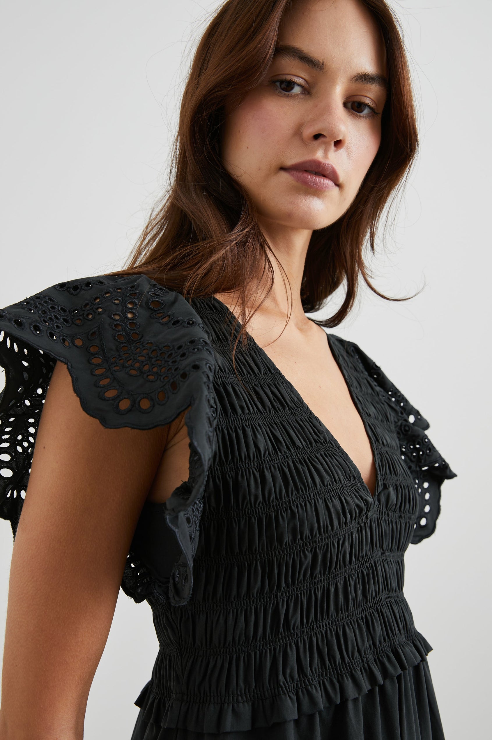 eyelet midi dress black Zayla Poplin Eyelet Midi Dress White / L by Sugarlips