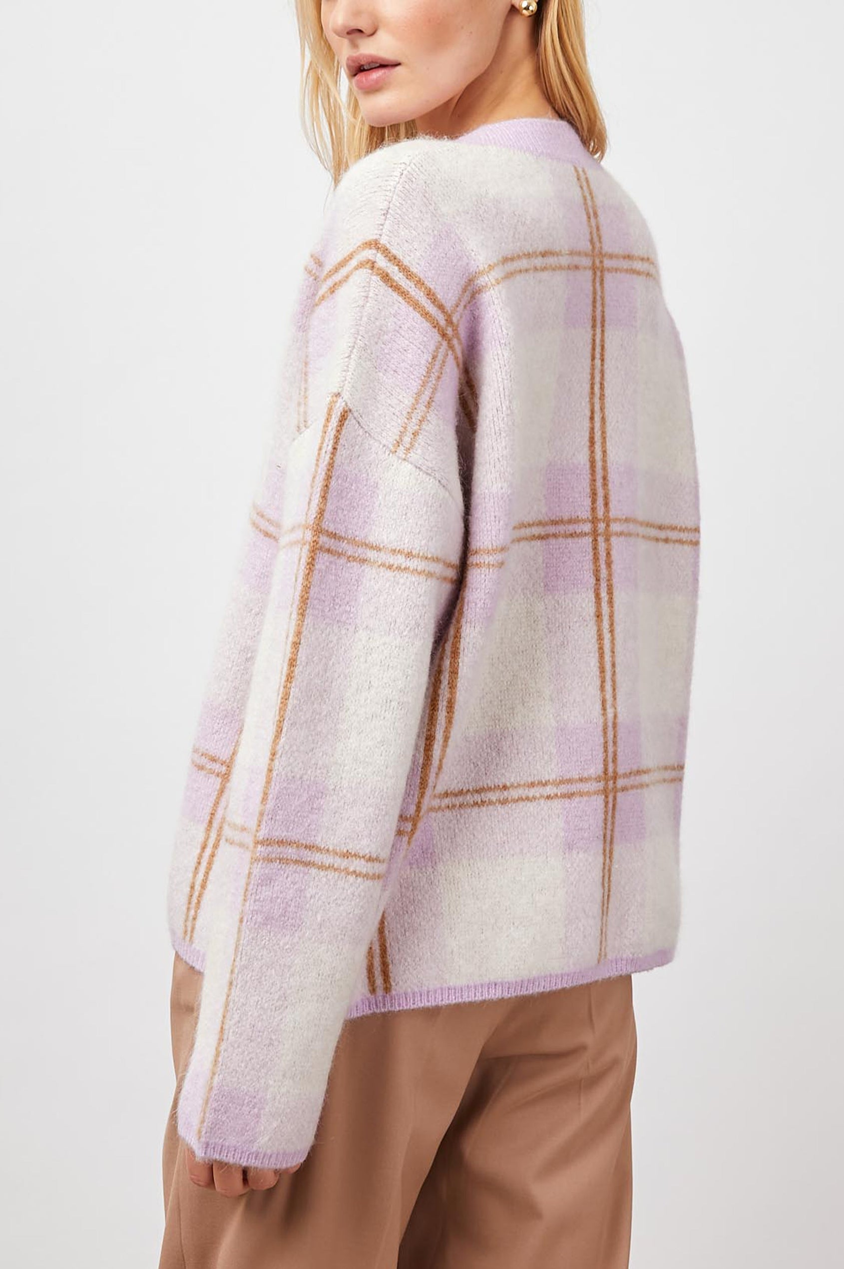 COLLEEN SWEATER - LILAC PLAID