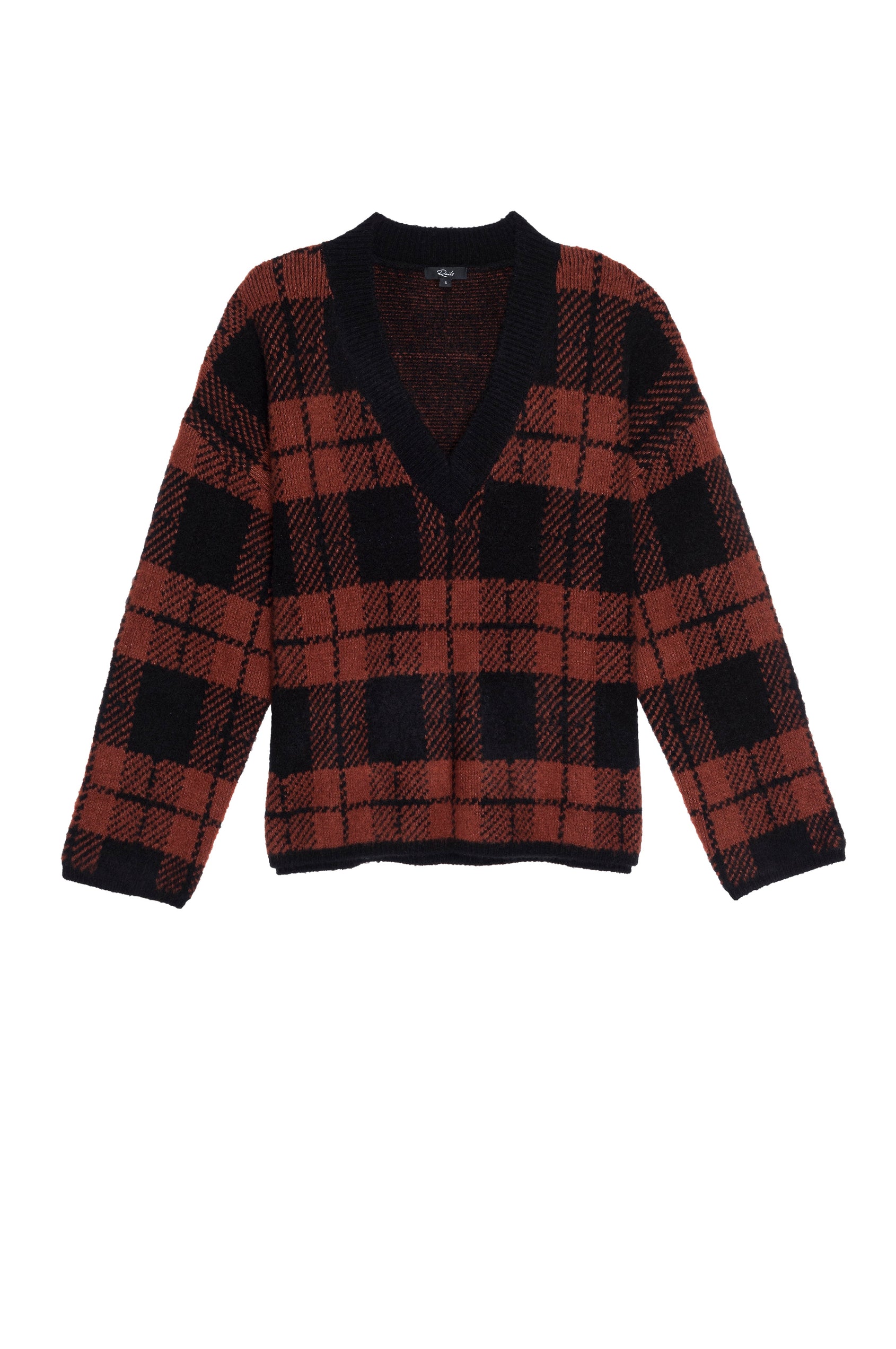 Colleen Rust Black Plaid Sweater- flat