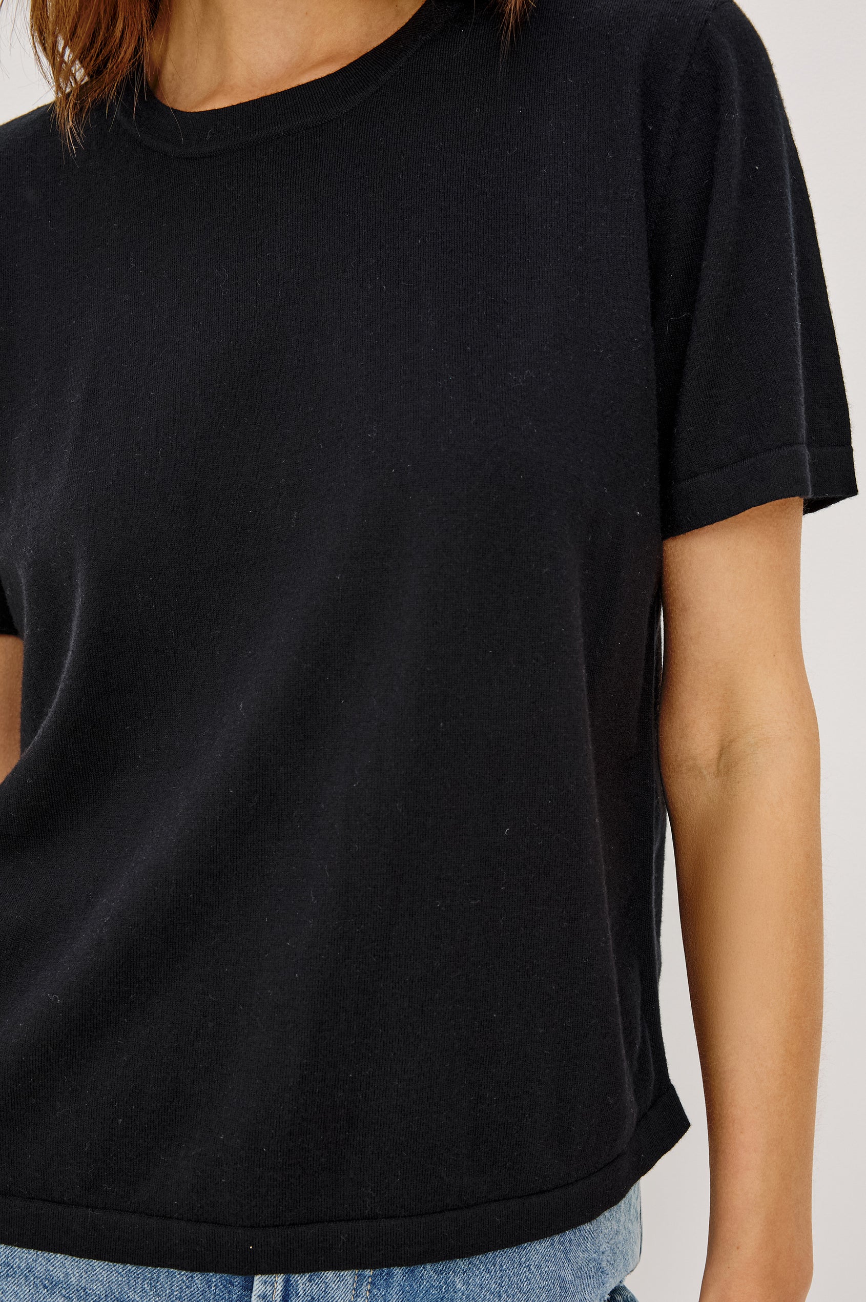 COTTON CASHMERE T-SHIRT - BLACK