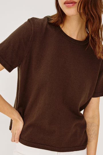 COTTON CASHMERE T-SHIRT - ESPRESSO