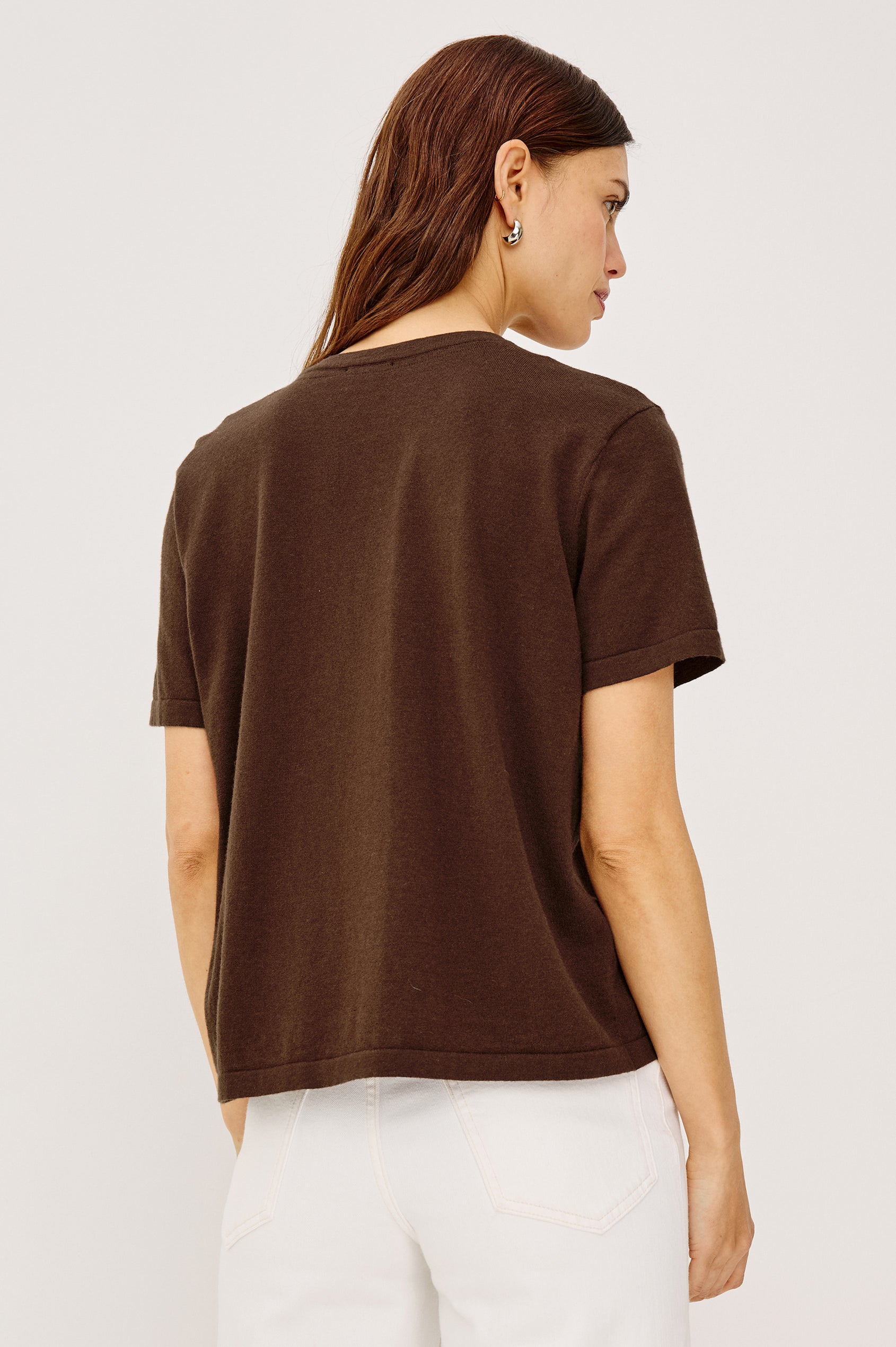 COTTON CASHMERE T-SHIRT - ESPRESSO