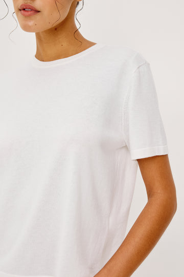 COTTON CASHMERE T-SHIRT - WHITE