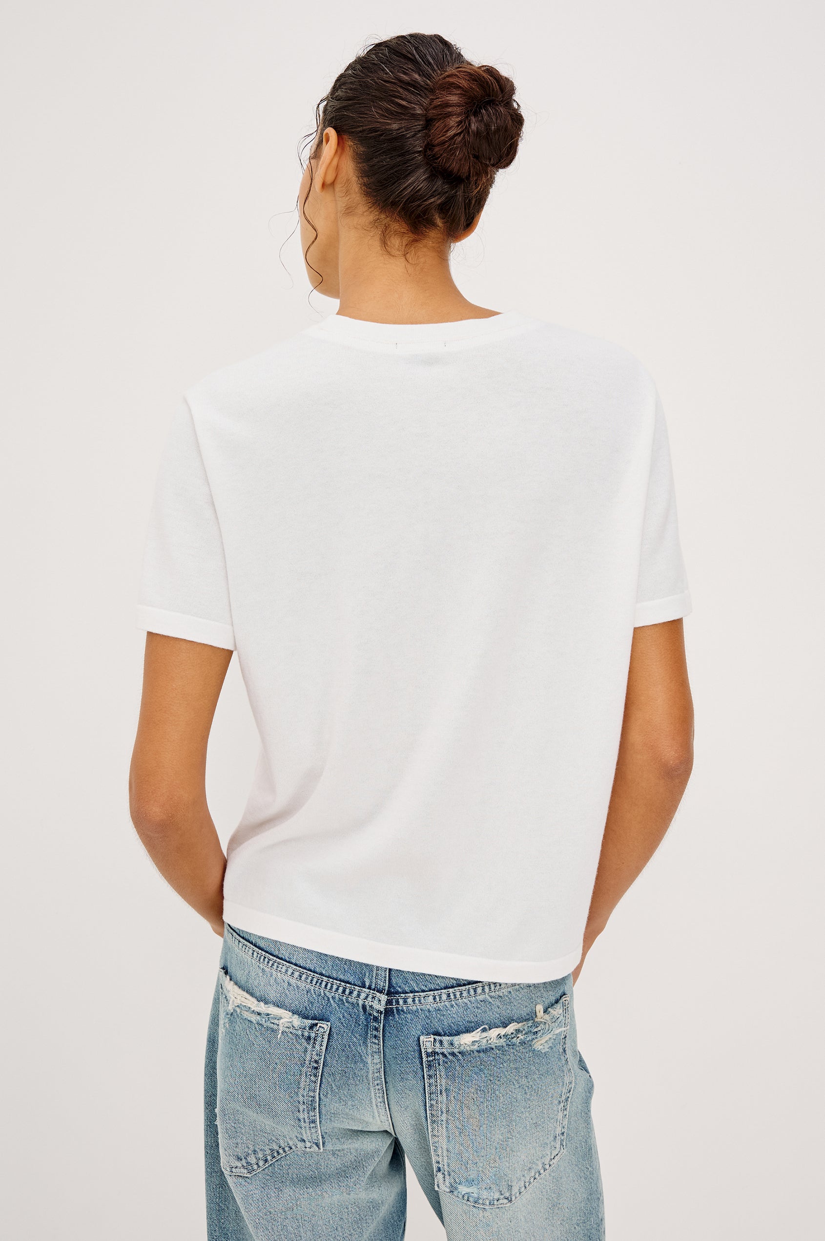 COTTON CASHMERE T-SHIRT - WHITE