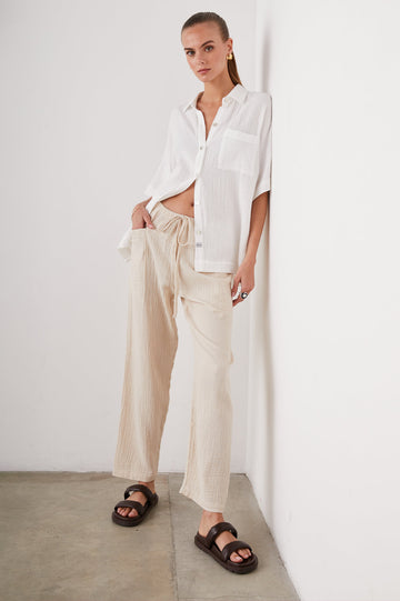 DARBY PANT FLAX - FRONT FULL BODY STYLED