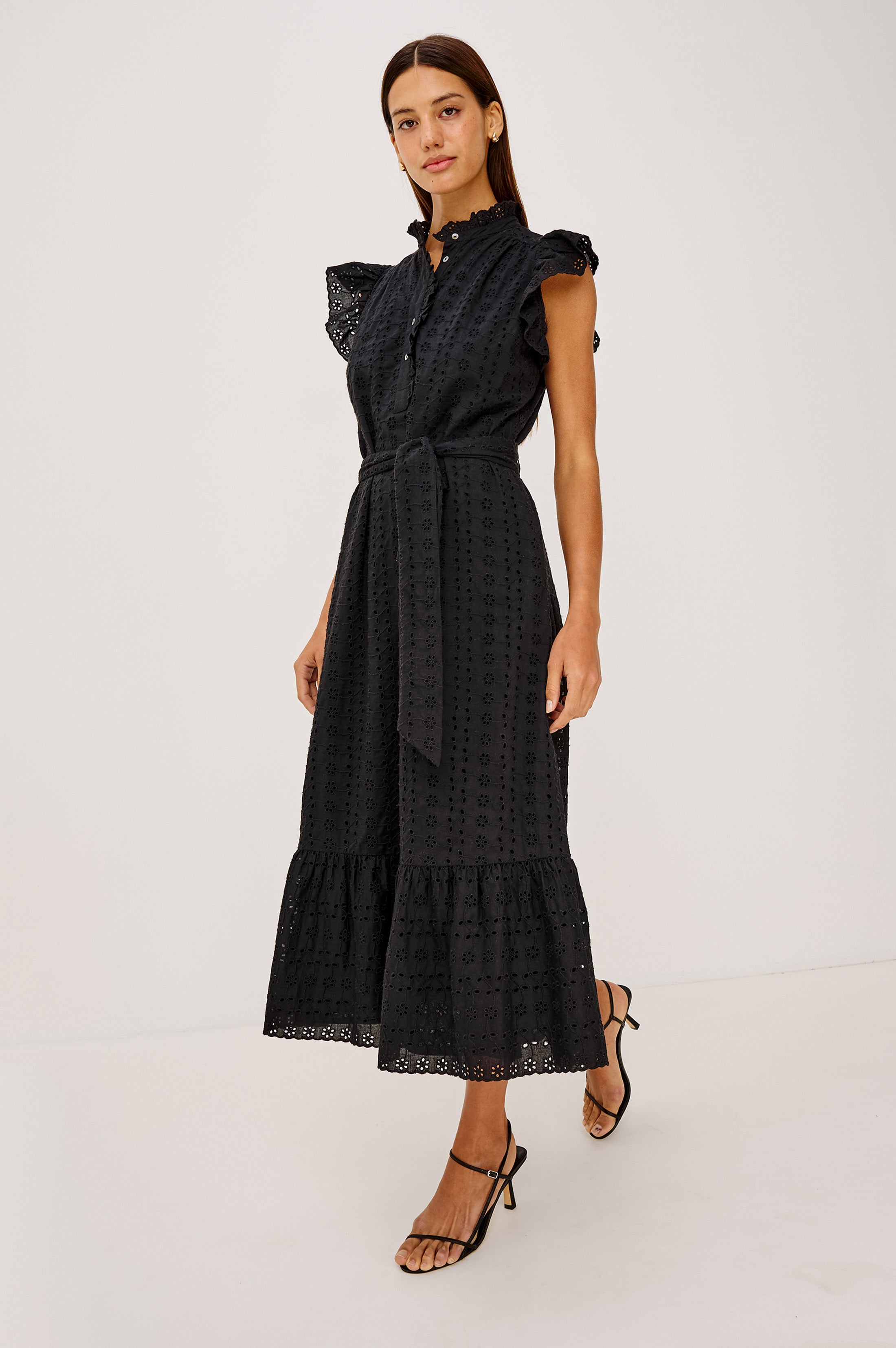 DARCY DRESS - BLACK EYELET – Rails EU