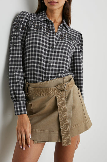 DIXIE SHIRT SABLE IVORY - FRONT