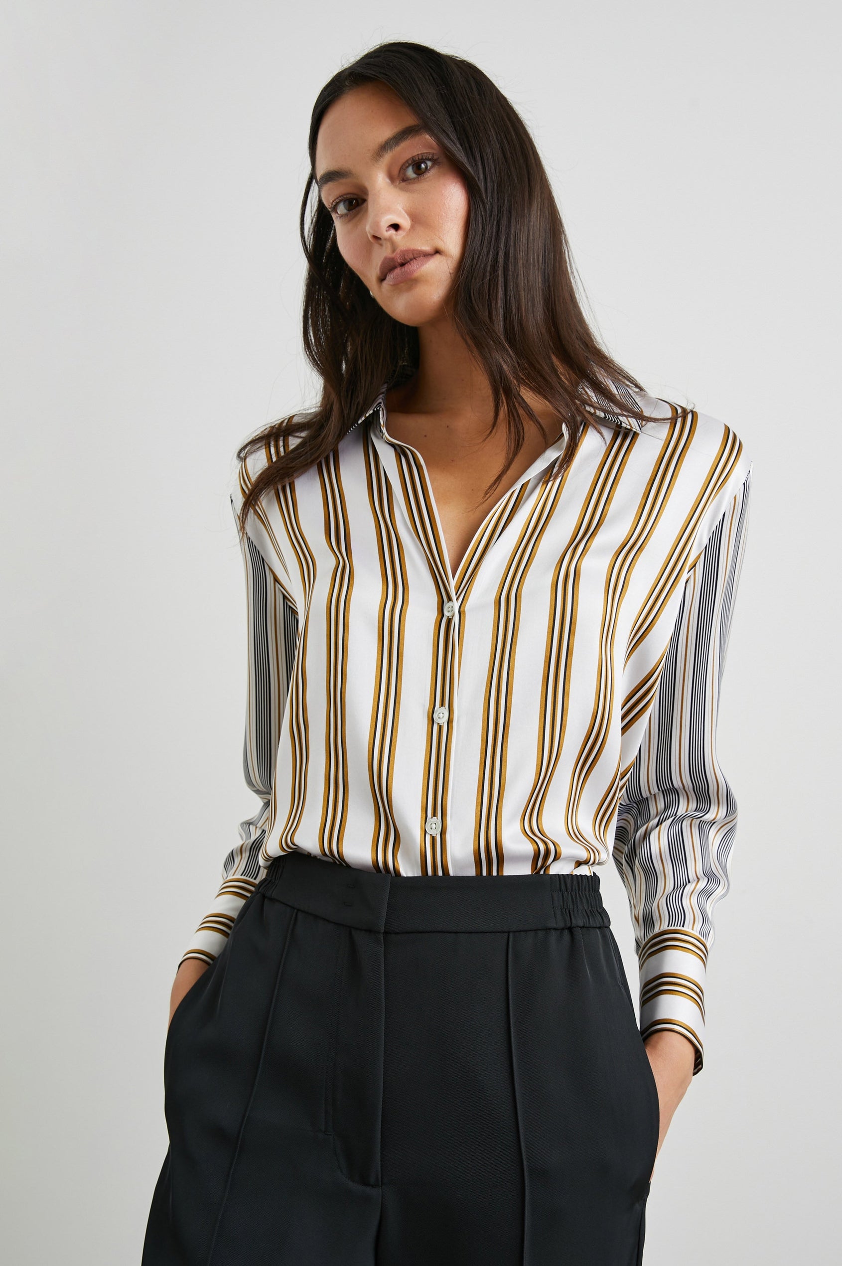 DORIAN SHIRT - BRONZE MIX STRIPE – Rails EU