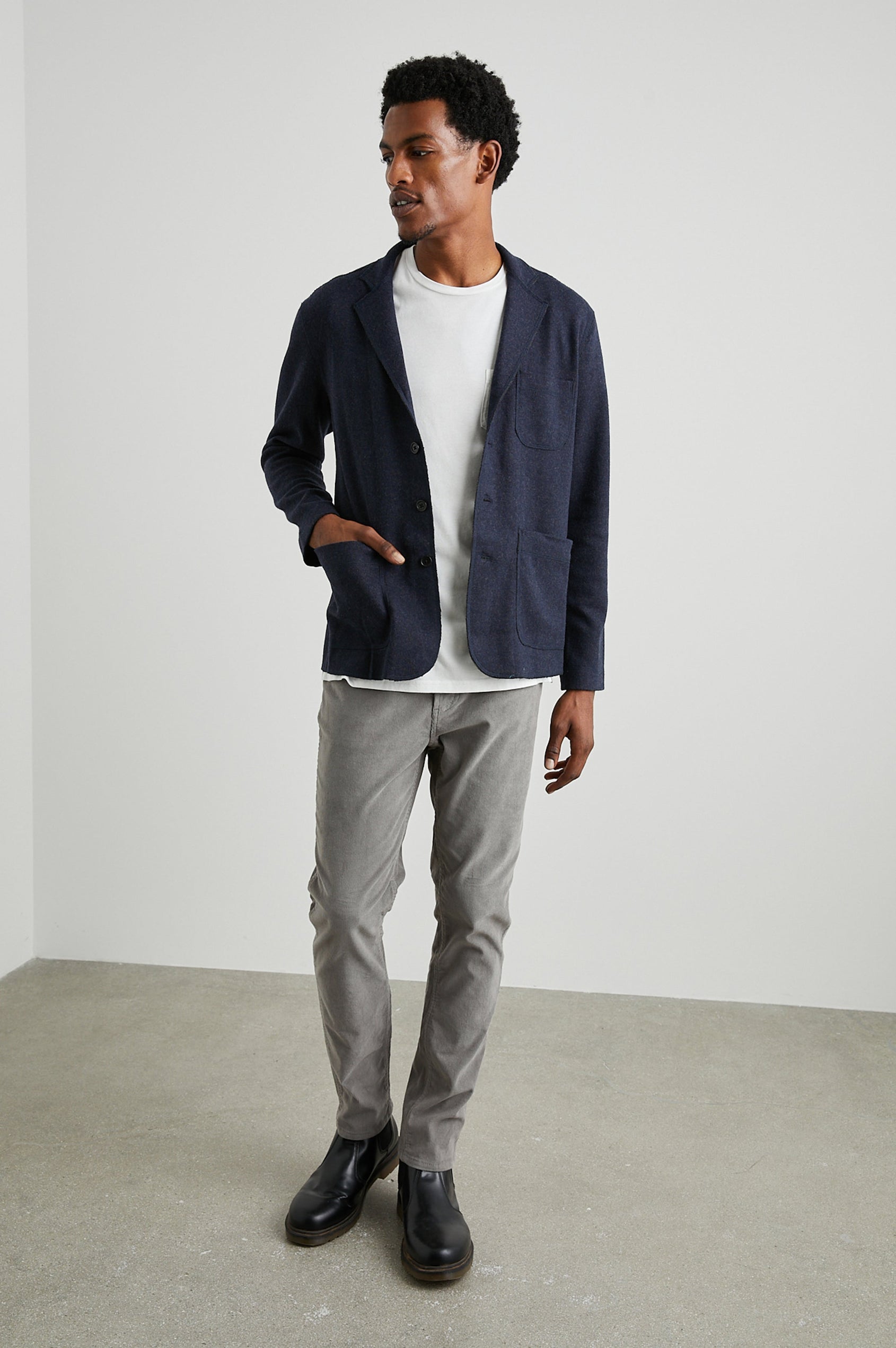 DWIGHT NAVY BLAZER - FRONT FULL BODY