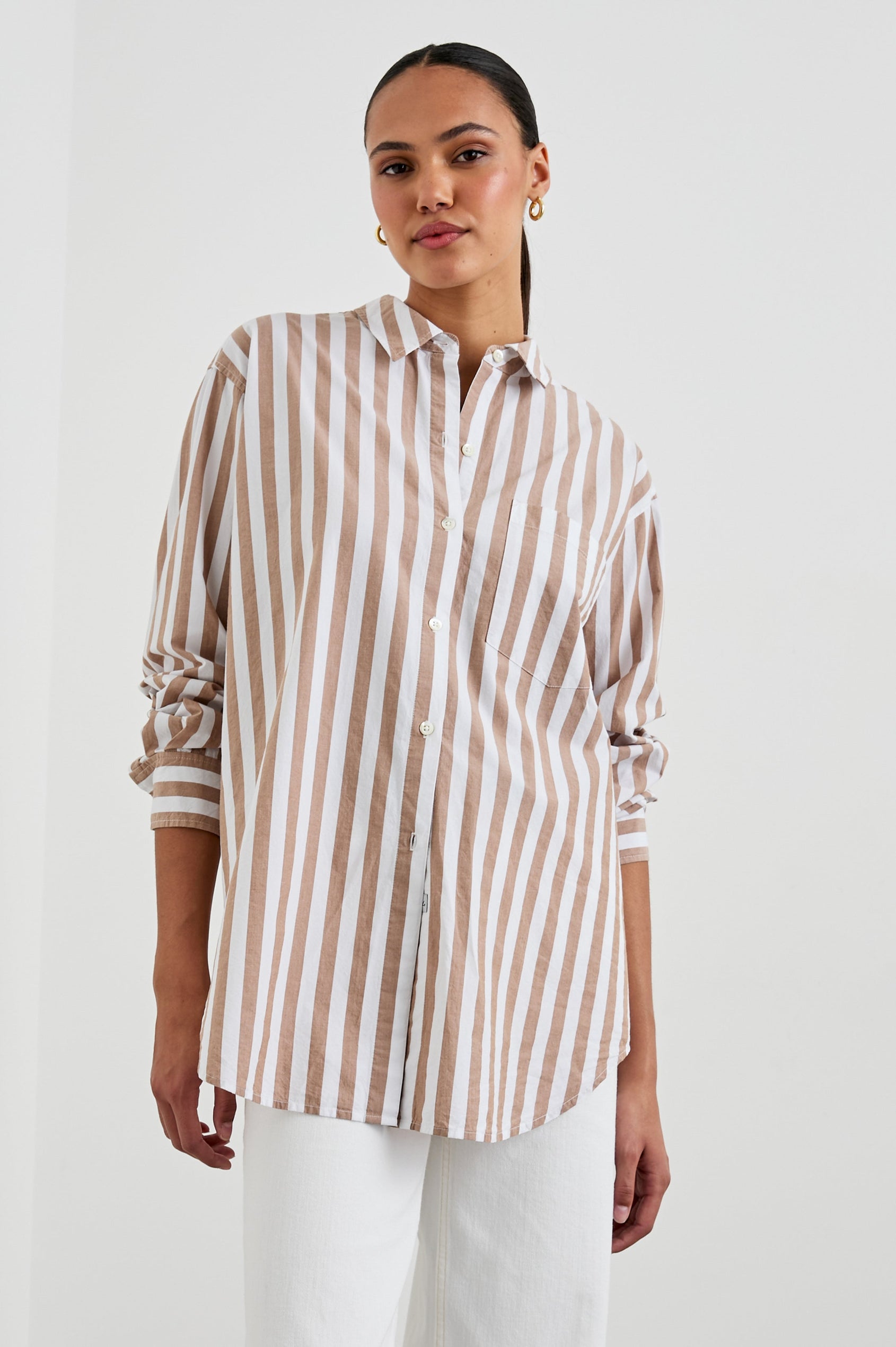 ELSA SHIRT - RUSSET WHITE STRIPE – Rails EU