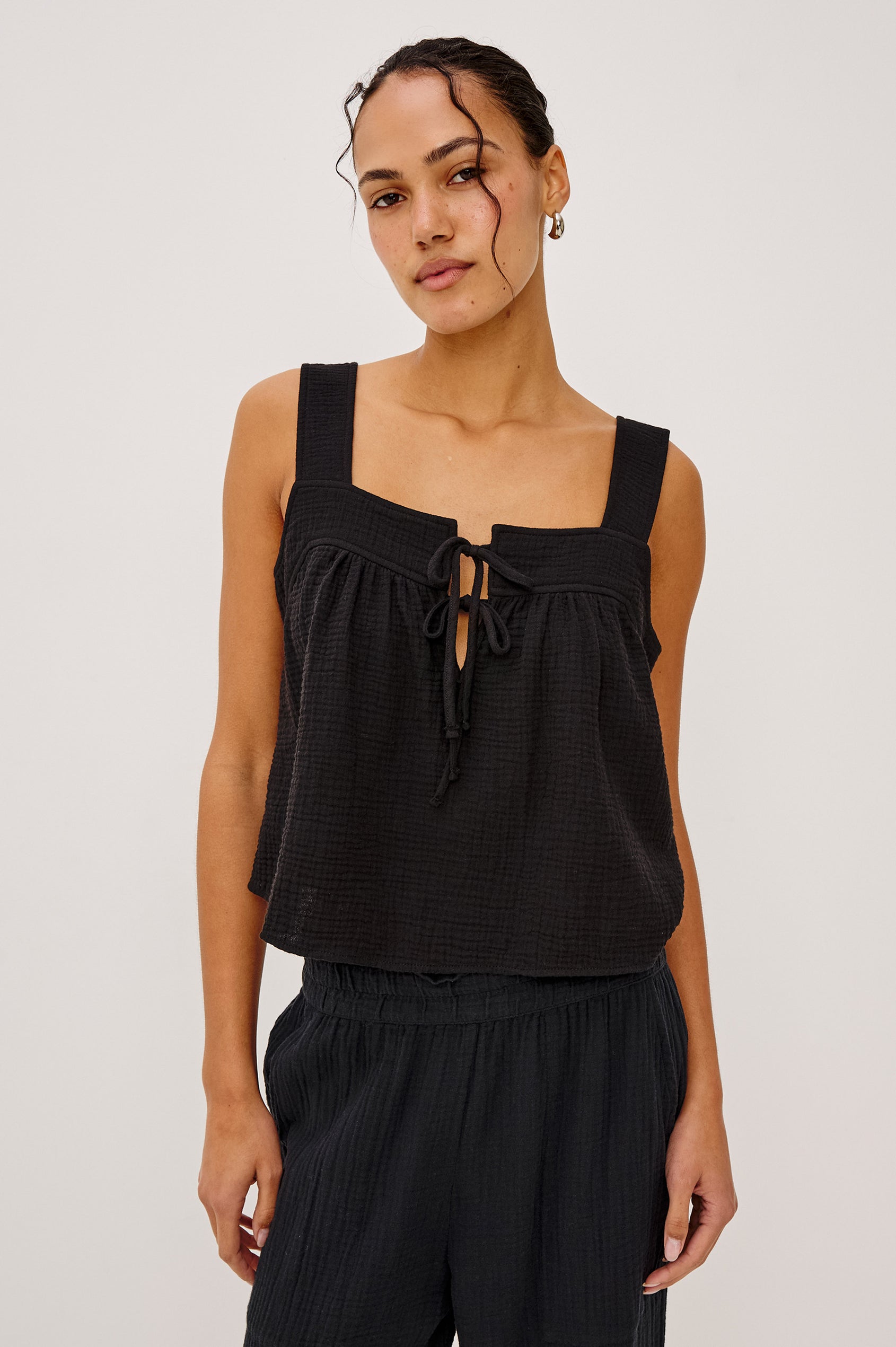 ENYA TOP - BLACK GAUZE