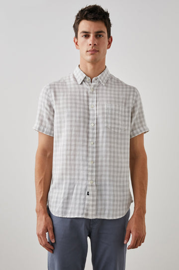 FAIRFAX SHIR GREY GINGHAM MELANGE - FRONT