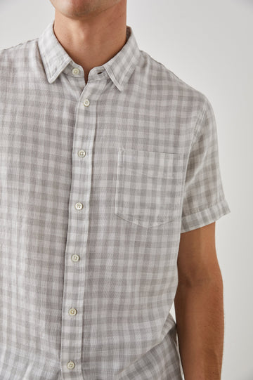 FAIRFAX SHIR GREY GINGHAM MELANGE - DETAIL