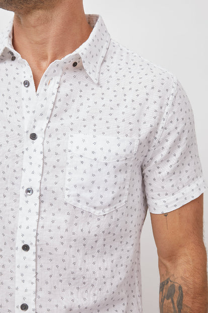 FAIRFAX WINDY PALMAMATE WHITE SHORT SLEEVE BUTTON DOWN-DETAIL