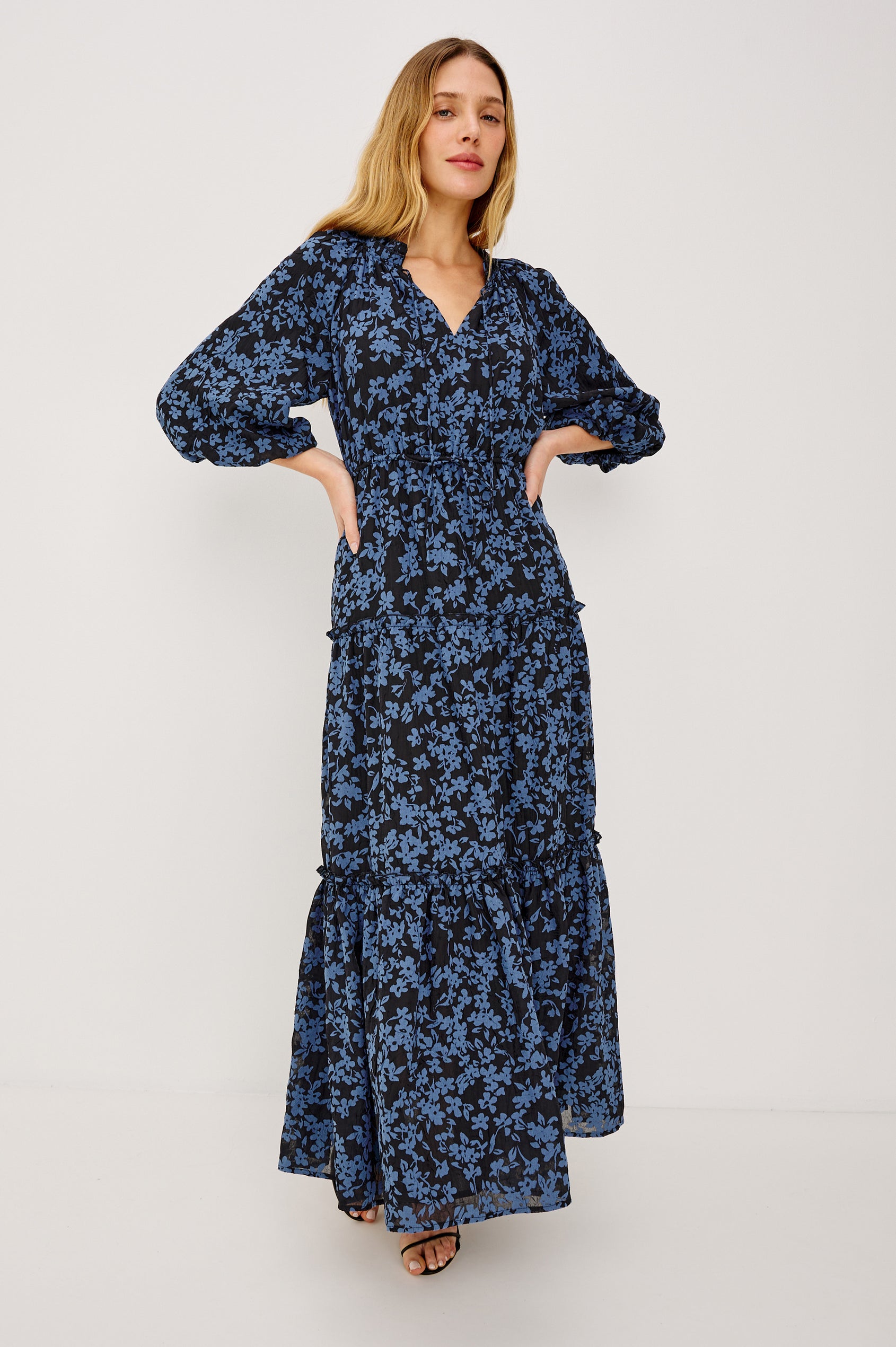 FELICIA DRESS - MIDNIGHT SILHOUETTE FLORAL