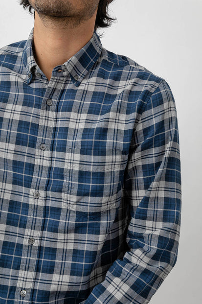 Felix Deep Glacier Button Down Long Sleeve- detail