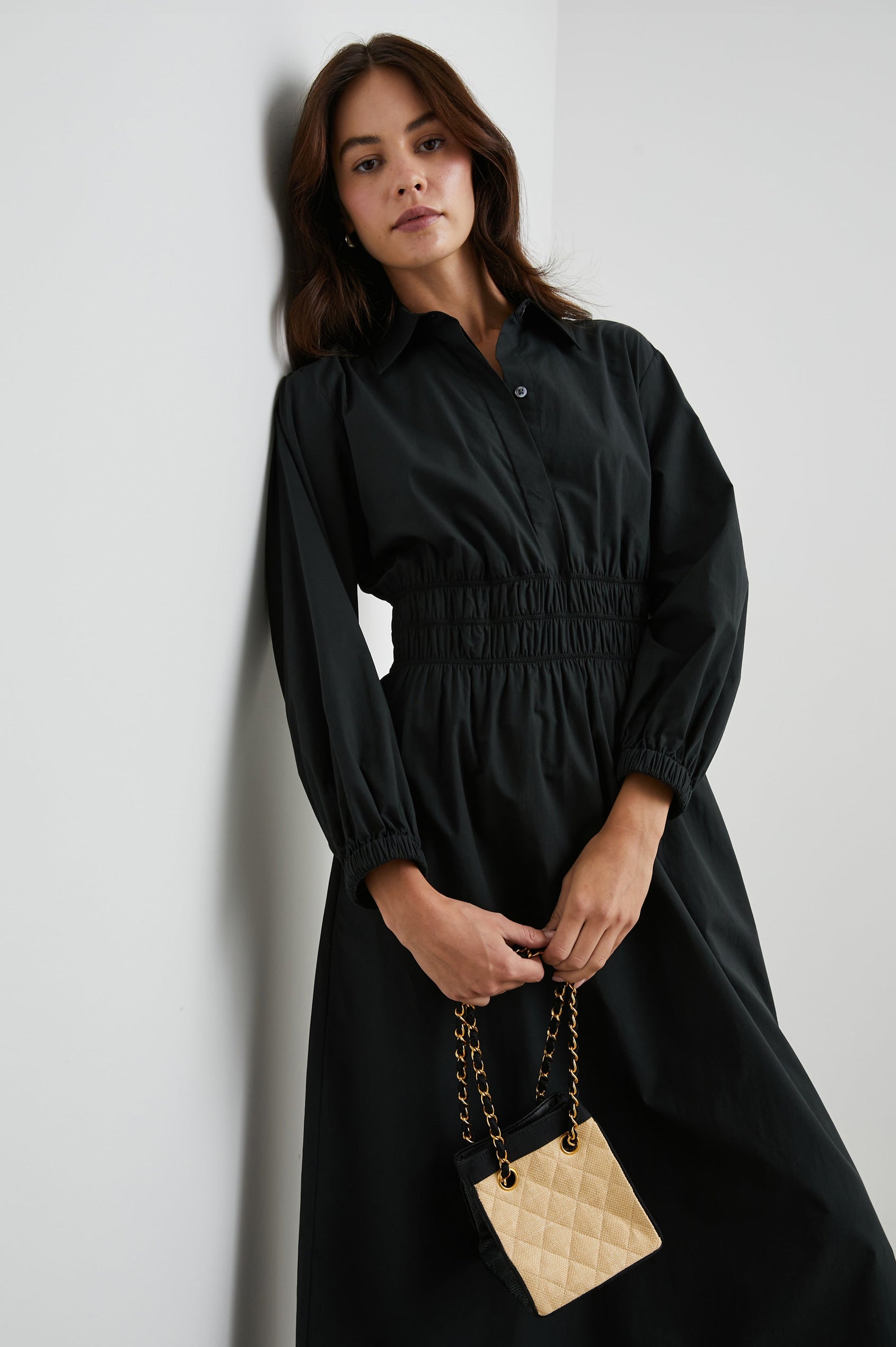 rails long sleeve dress Rails Amanda V-Neck Long Sleeve Dress - Black