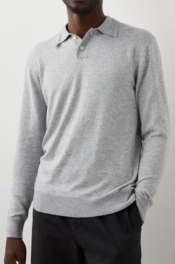 GREENWICH HEATHER GREY CREAM SWEATER - FRONT