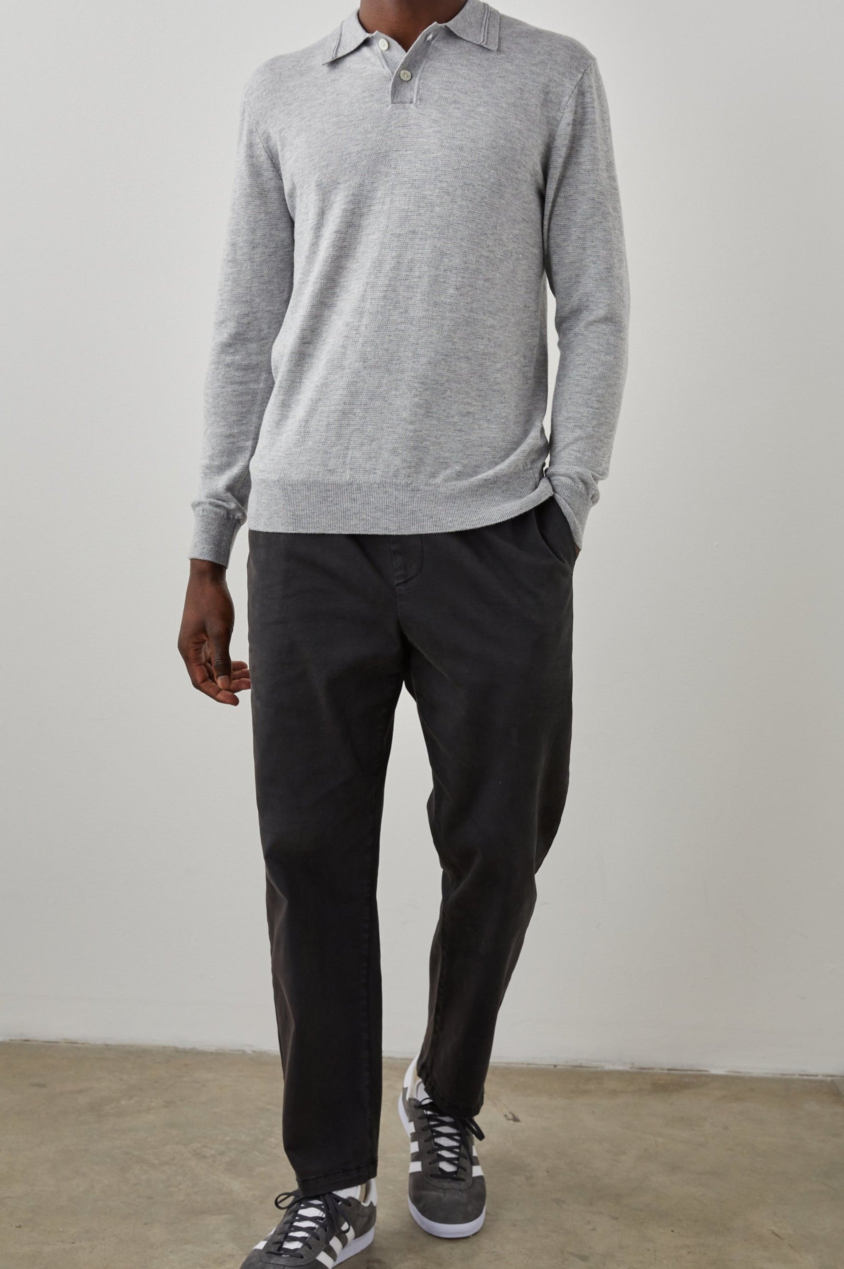 GREENWICH HEATHER GREY CREAM SWEATER - FRONT FULL BODY