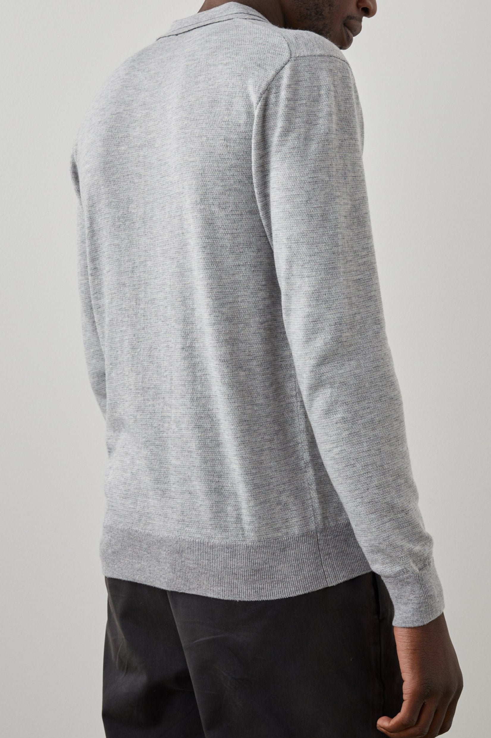 GREENWICH HEATHER GREY CREAM SWEATER - BACK