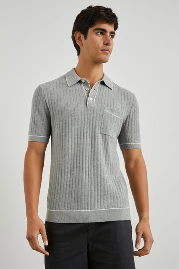 HARDY POLO SHIRT - GREY MELANGE - FRONT BODY