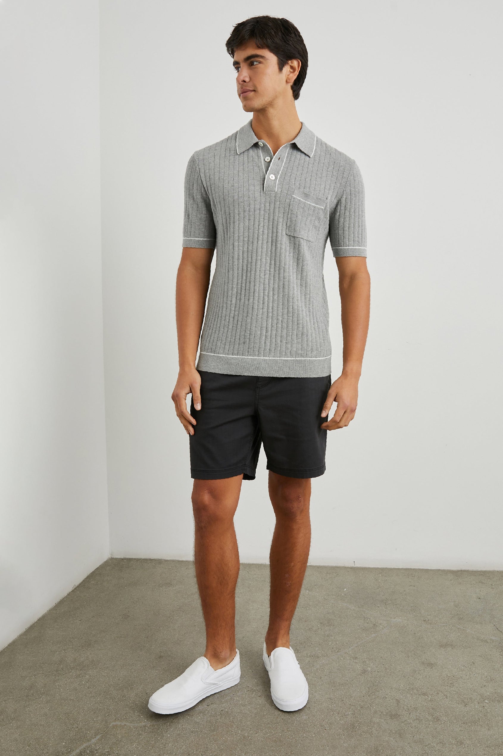 HARDY POLO SHIRT - GREY MELANGE - FULL BODY