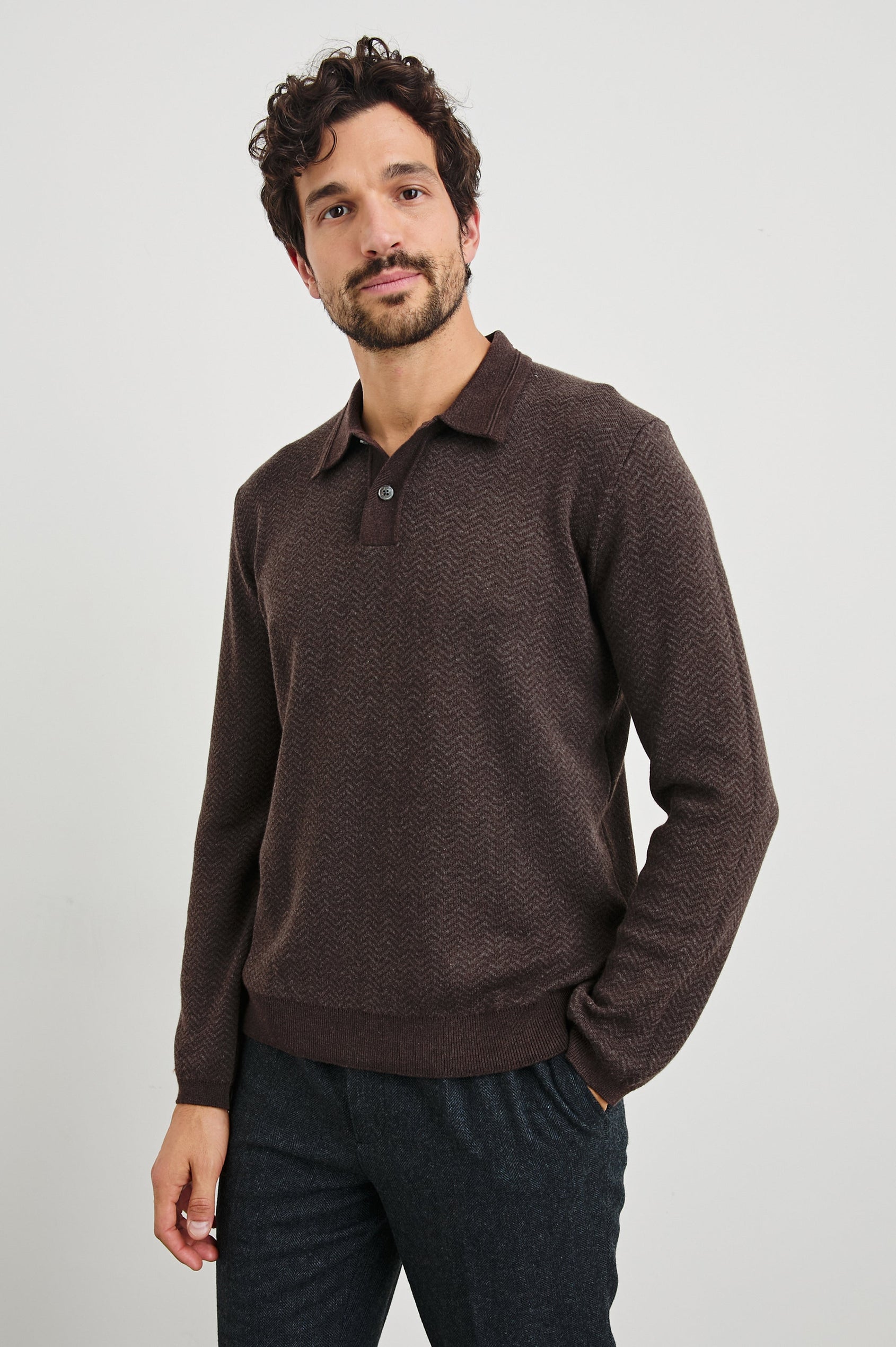 HERRINGTON SWEATER - BROWN HERRINGBONE MELANGE Rails EU HERRINGTON SWEATER - BROWN HERRINGBONE MELANGE Rails EU