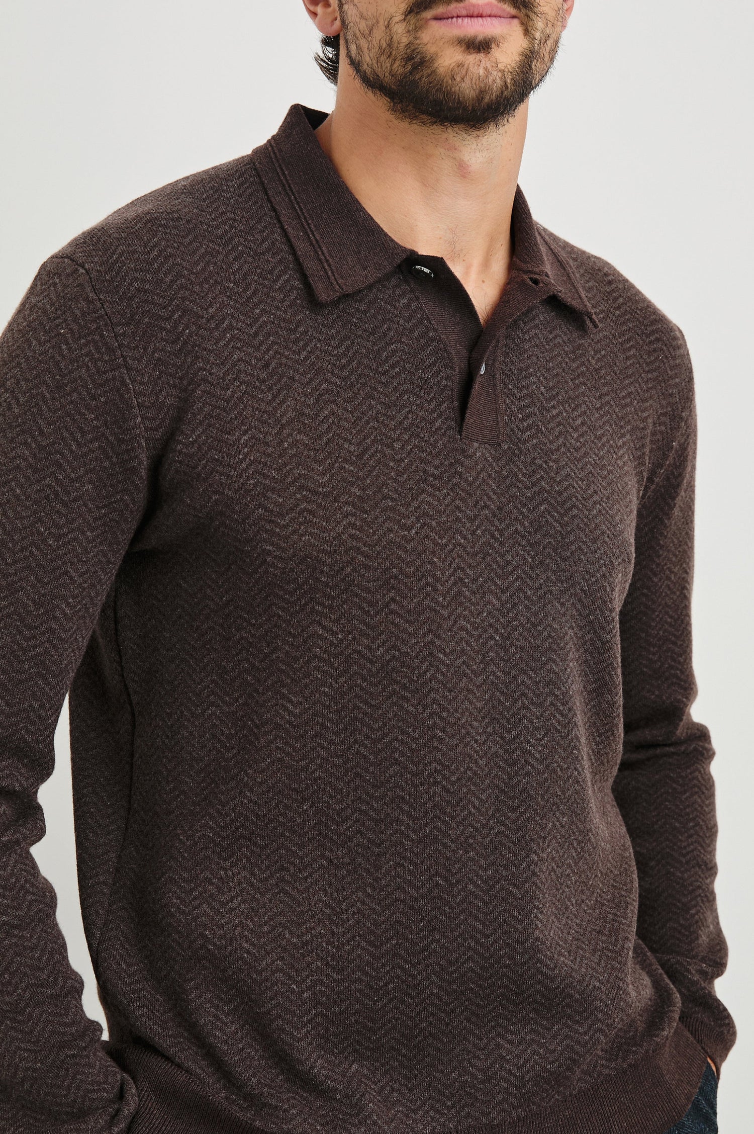 HERRINGTON SWEATER - BROWN HERRINGBONE MELANGE
