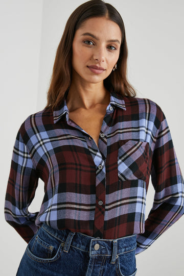 HUNTER SHIRT MULBERRY PLUM - FRONT TUCKED IN