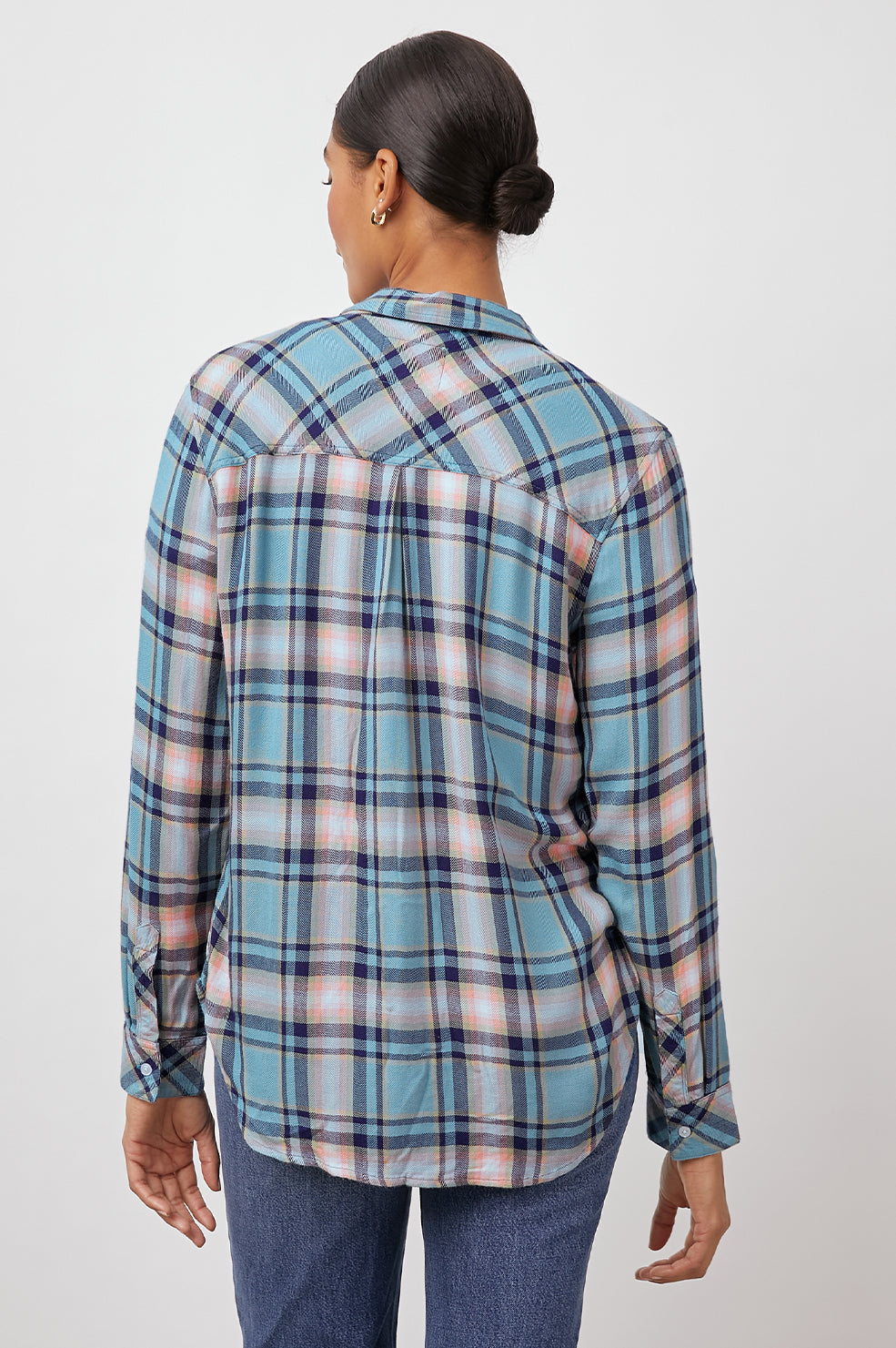 Hunter Teal Peach Navy Shirt- back