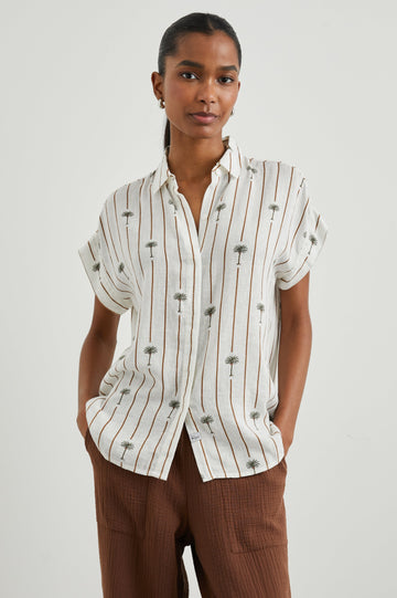 JAMIE SHIRT - STRIPE PALMS - FRONT BODY