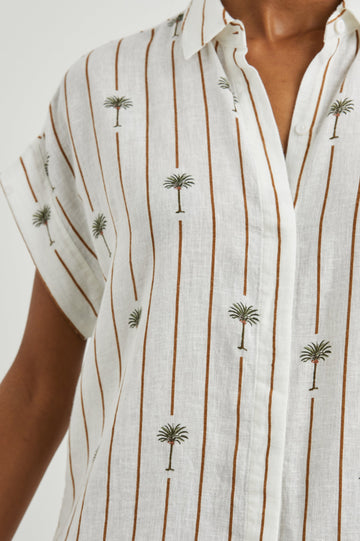 JAMIE SHIRT - STRIPE PALMS - FRONT DETAILS