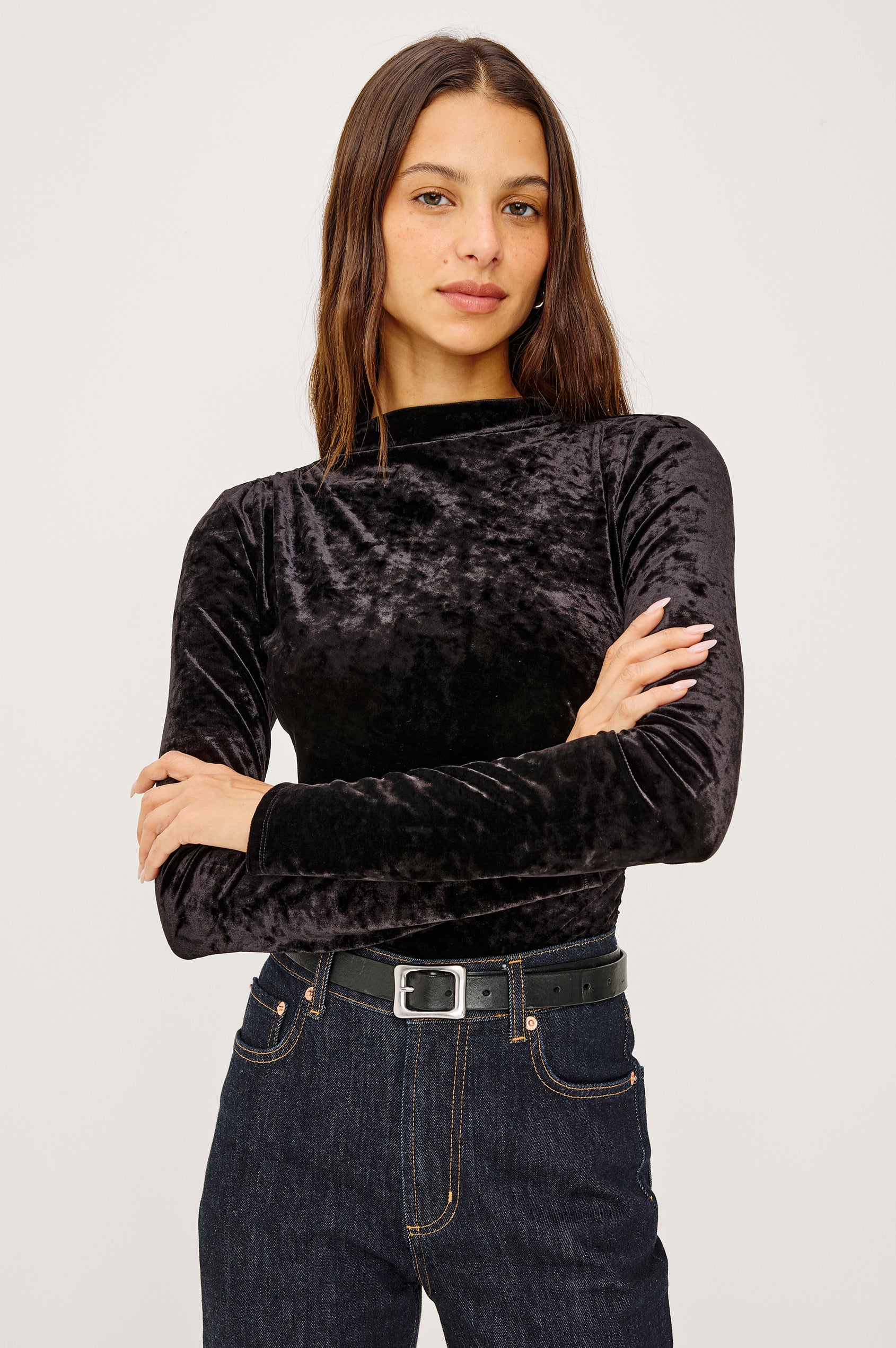 JOELLE TOP - BLACK VELVET