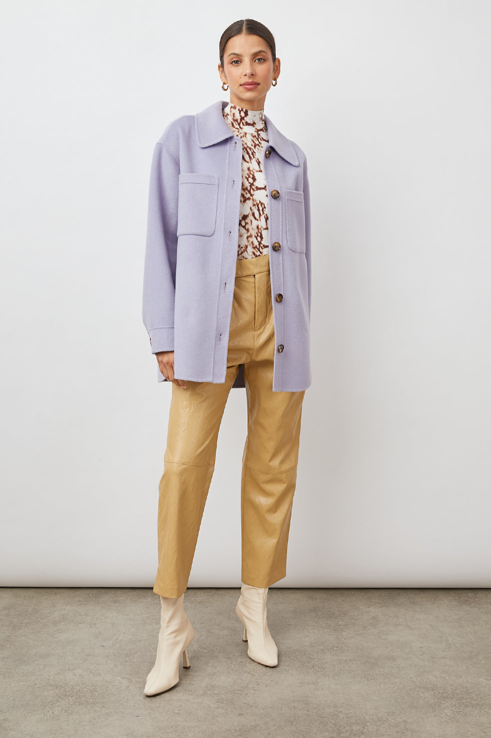 CONNIE SHIRT JACKET LILAC - FULL FRONT BODY