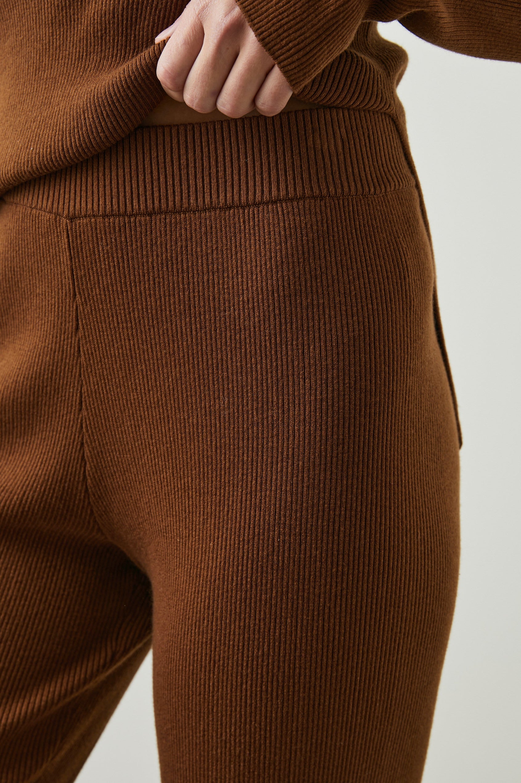 Jules Pants with an Elastic Waist and Inner Leg Side Slits in Fox Colorway - Front View Featured on Model