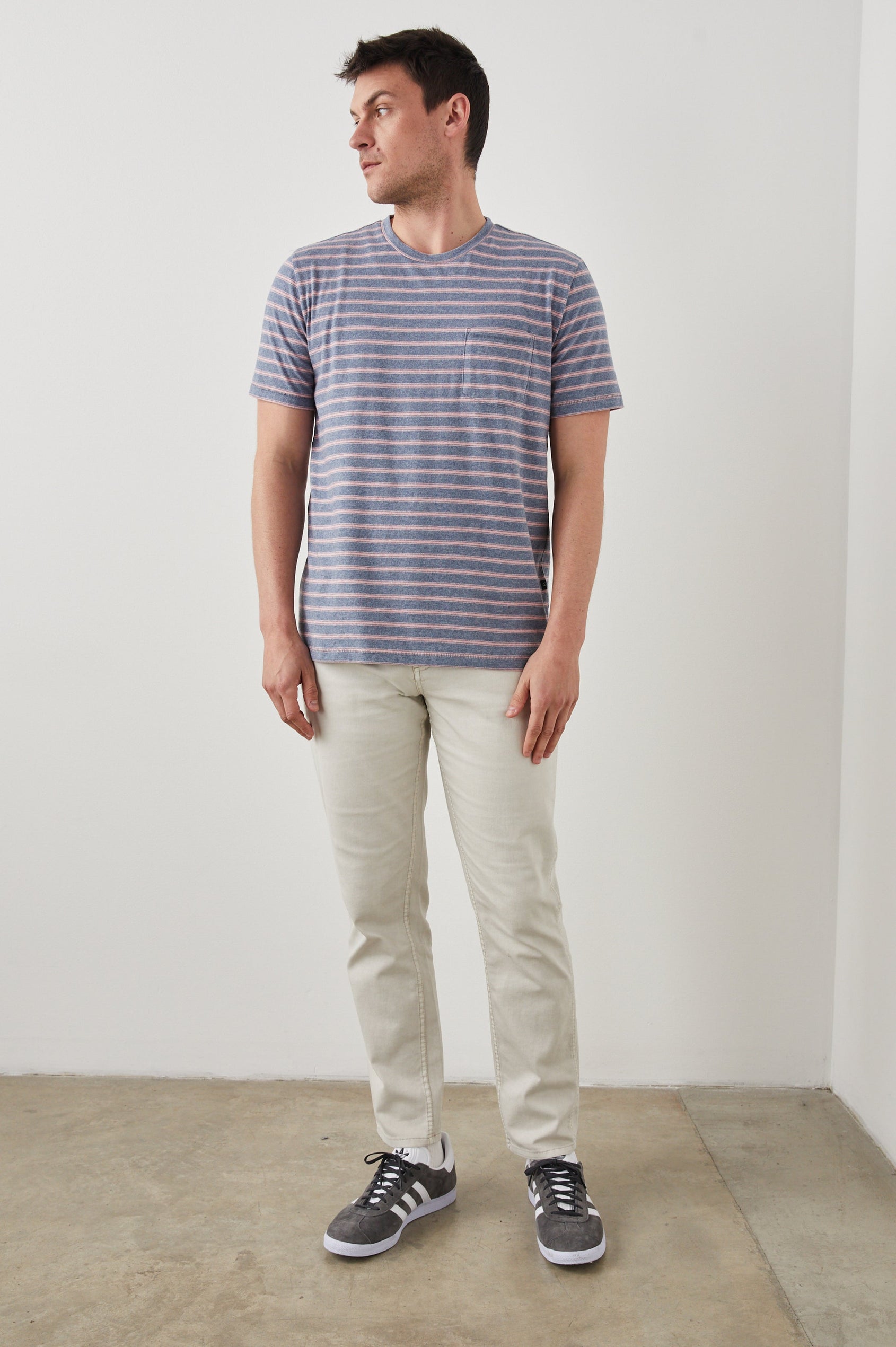 KAI TOP - STEEL ROSE HEATHER STRIPE - FRONT FULL BODY VIEW