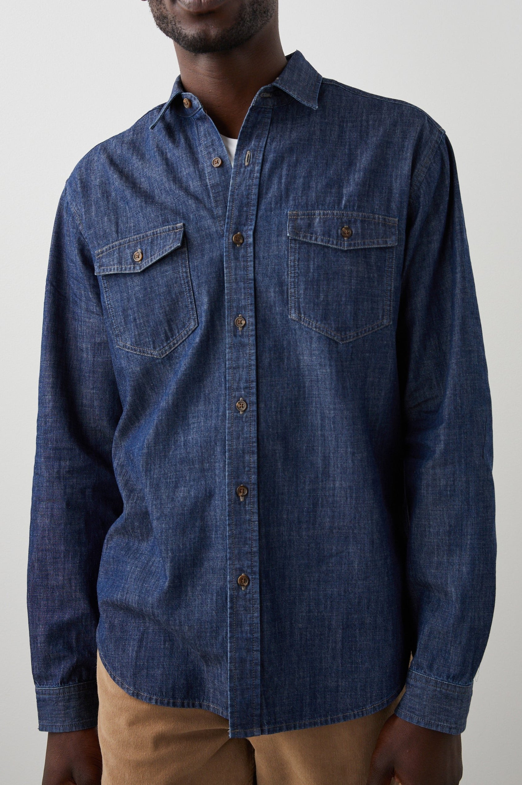 KENJI DARK WASH INDIGO SHIRT - FRONT