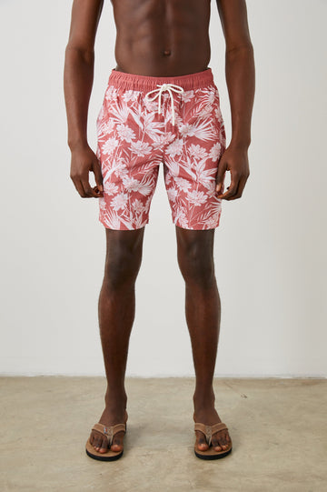 KIAN SWIM SHORT JUNGLE FOLIAGE RED - FRONT