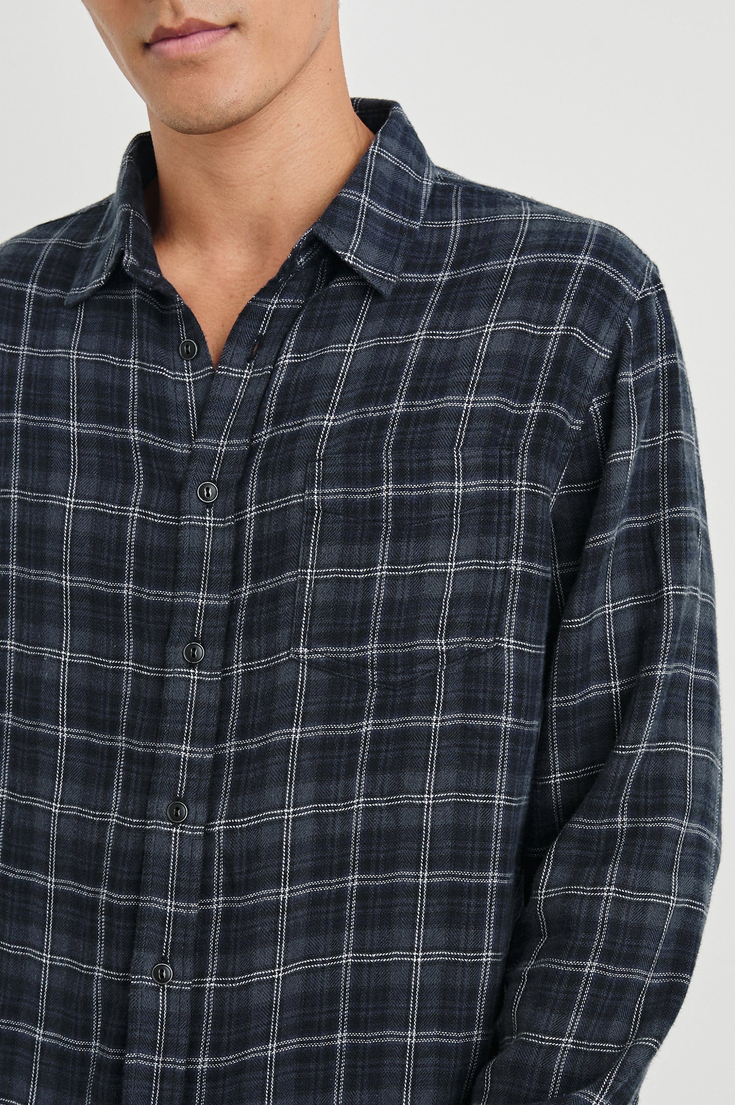LENNOX SHIRT - BLACK BLUE SMOKE CINDER - FRONT DETAILS