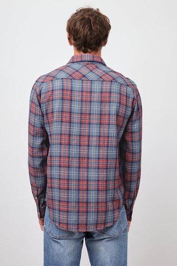 LENNOX BLUE CORVAIR MELANGE LONG SLEEVE BUTTON DOWN-BACK