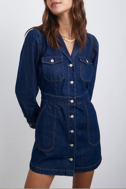 LISETTE DRESS - RAW DENIM - FRONT BODY