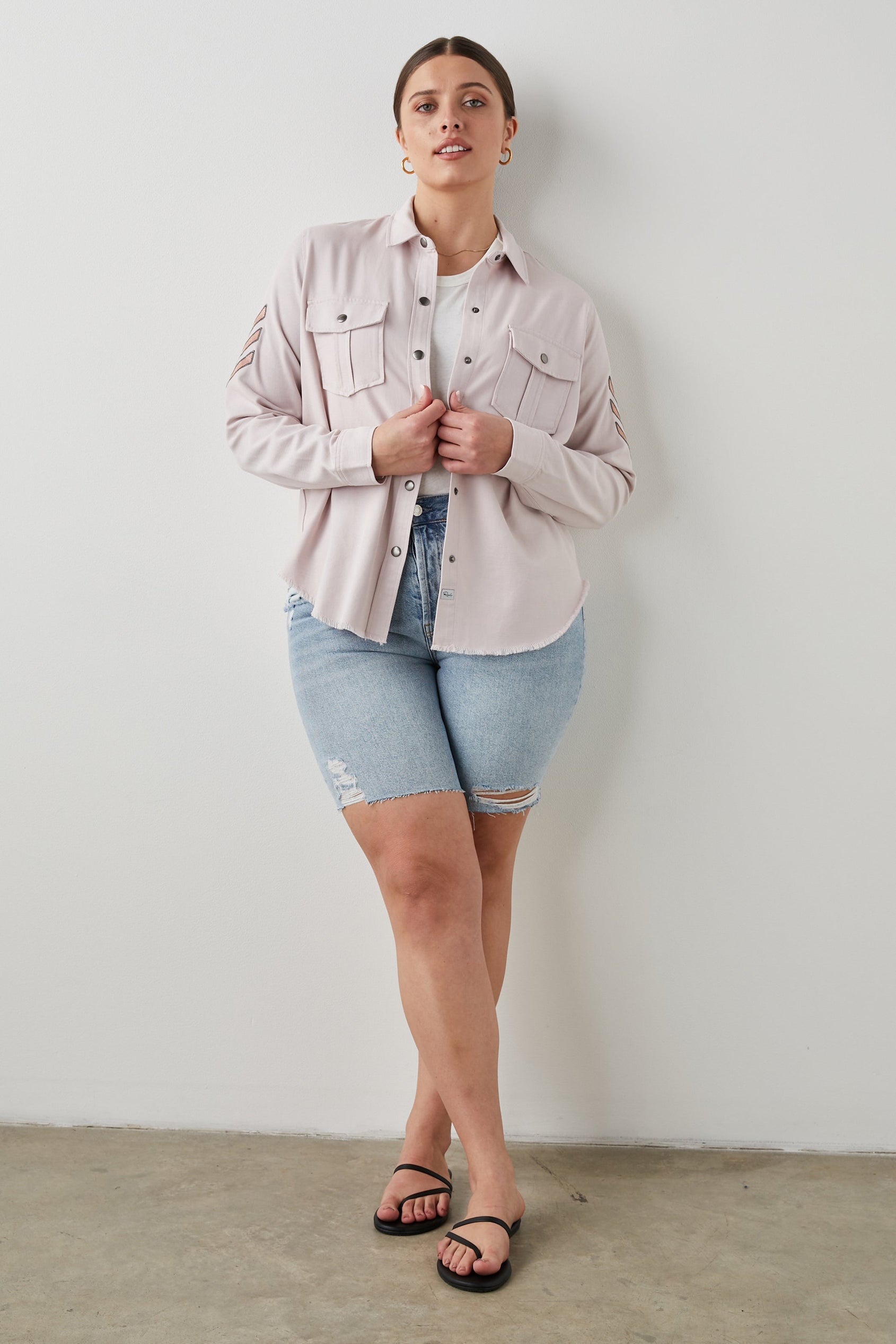 LOREN JACKET ROSE - FULL FRONT BODY MODEL 2