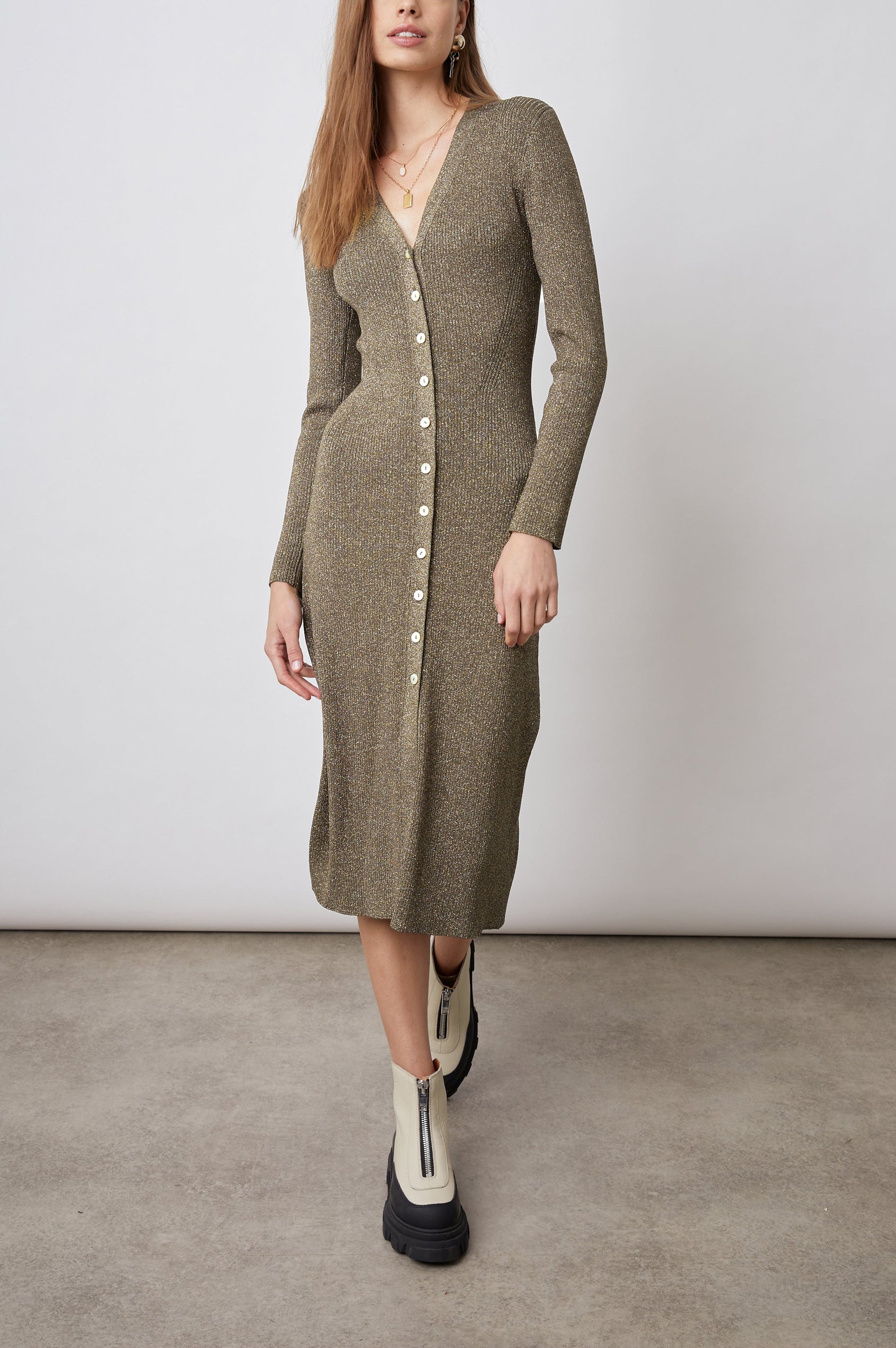 LORRAINE DRESS - GOLD LUREX Rails EU LORRAINE DRESS - GOLD LUREX Rails EU